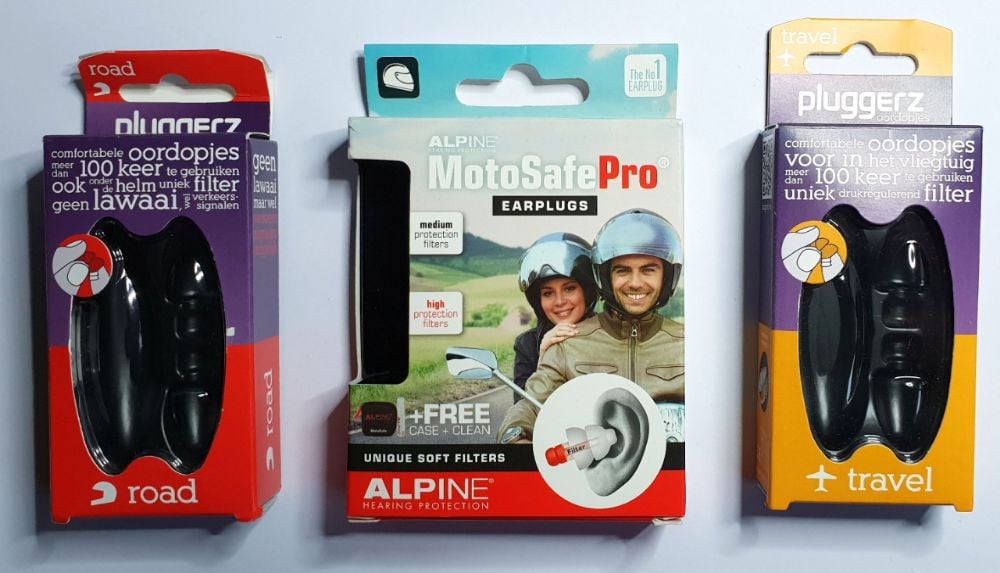 Verpakkingen van Pluggerz oordoppen voor motor en vliegtuig en motor oordoppen van Alpine